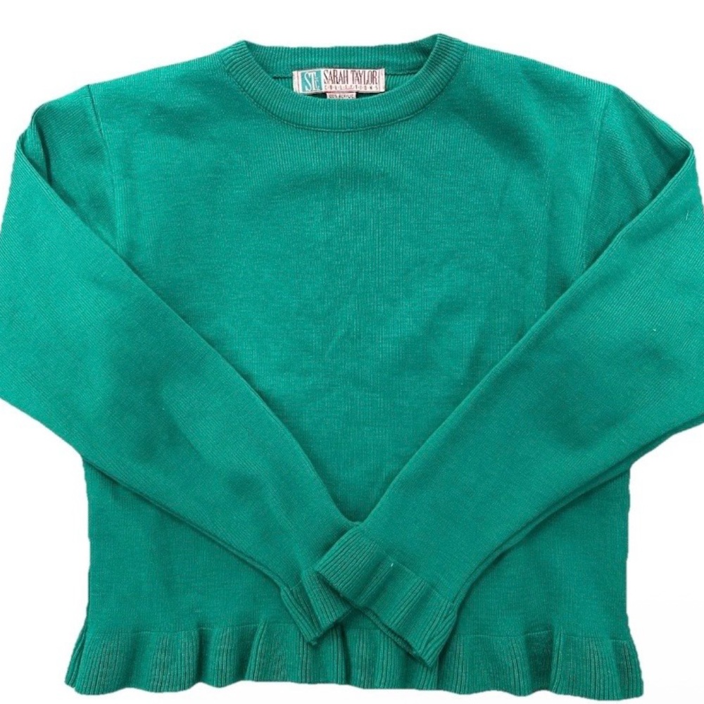 Vintage 2 Piece Green knit skirt Set (has stretch!) - Picture 2 of 6